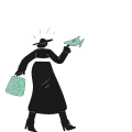 Person with a shopping bag and a phone